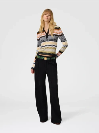 Missoni Long Sleeve Polo With Revisited Chevron Pattern In Multi