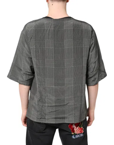 Dolce & Gabbana Black White Graphic Print Short Sleeve T-shirt In Gray