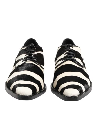 Dolce & Gabbana Black White Zebra Pony Fur Dress Shoes In Black