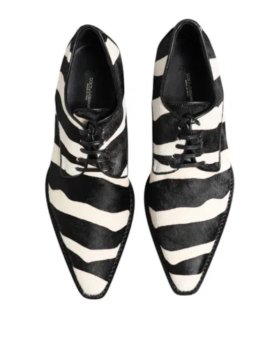 Dolce & Gabbana Black White Zebra Pony Fur Dress Shoes In Black