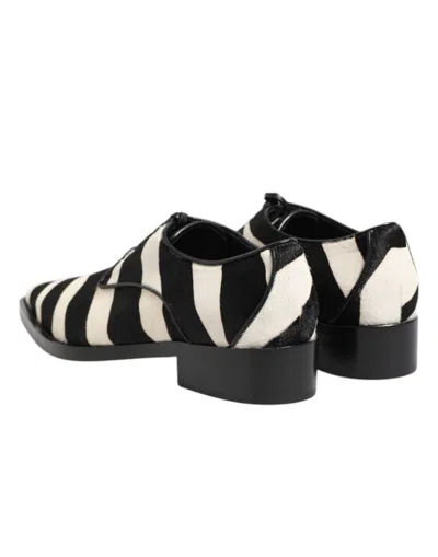 Dolce & Gabbana Black White Zebra Pony Fur Dress Shoes In Black