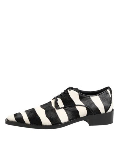 Dolce & Gabbana Black White Zebra Pony Fur Dress Shoes In Black