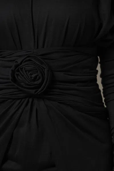 Dolce & Gabbana Elegant Sheath Wrap Dress With Long Sleeves In Black