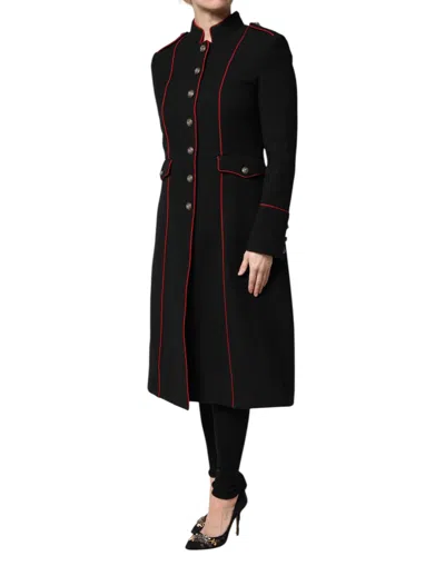Dolce & Gabbana Black Wool Single Breasted Trench Coat Jacket In Black