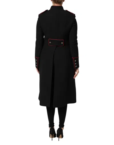 Dolce & Gabbana Black Wool Single Breasted Trench Coat Jacket In Black