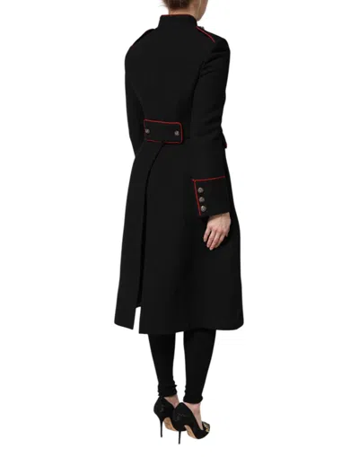 Dolce & Gabbana Black Wool Single Breasted Trench Coat Jacket In Black