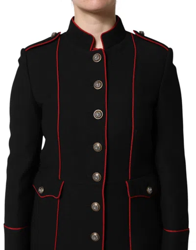Dolce & Gabbana Black Wool Single Breasted Trench Coat Jacket In Black