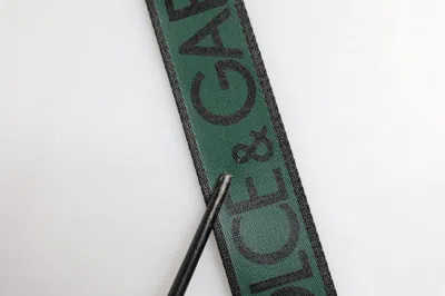 Pre-owned Dolce & Gabbana Green Black Polyester Dg Logo Buckle Men's Belt ()