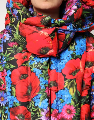 Dolce & Gabbana Cropped Padded Floral-print Shell Hooded Jacket In Multi