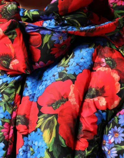 Dolce & Gabbana Cropped Padded Floral-print Shell Hooded Jacket In Multi