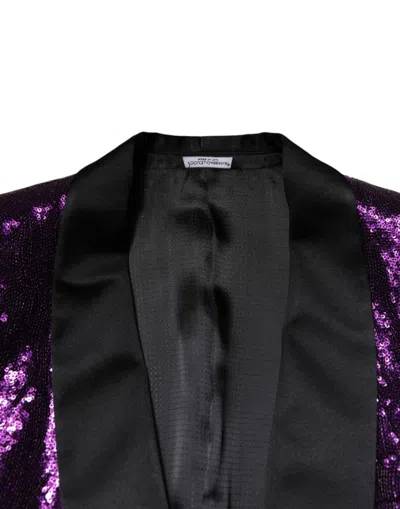 Dolce & Gabbana Purple Sicilia Sequin Embellish Coat Jacket In Purple