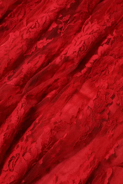 Dolce & Gabbana Red Cotton Floral Lace A-line Long Maxi Skirt In Red
