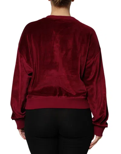 Dolce & Gabbana Red Cotton Velvet Crew Neck Pullover Sweater In Red