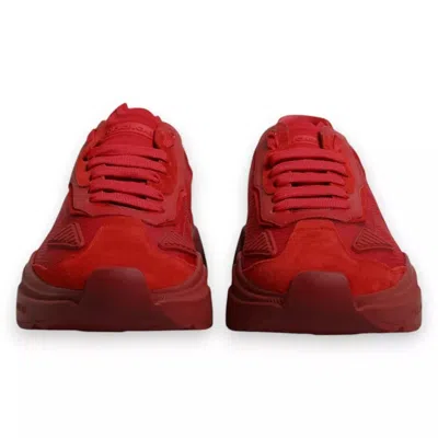 Pre-owned Dolce & Gabbana Red Leather Daymaster Low Top Sneakers Men's Shoes ()