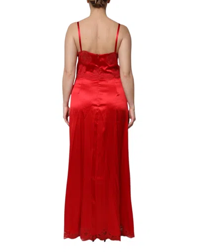Dolce & Gabbana Red Silk Sleeveless Maxi Long Dress In Red