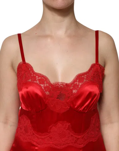Dolce & Gabbana Red Silk Sleeveless Maxi Long Dress In Red
