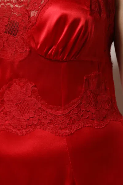Dolce & Gabbana Red Silk Sleeveless Maxi Long Dress In Red