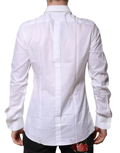 Dolce & Gabbana White Bib Cotton Poplin Gold Men Formal Shirt In White