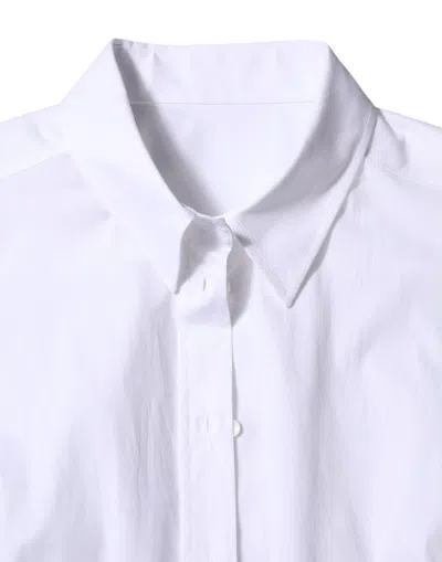 Dolce & Gabbana White Cotton Collared Long Sleeves Formal Top In White