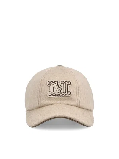 Max Mara Beige Logo Baseball Hat In Neutral