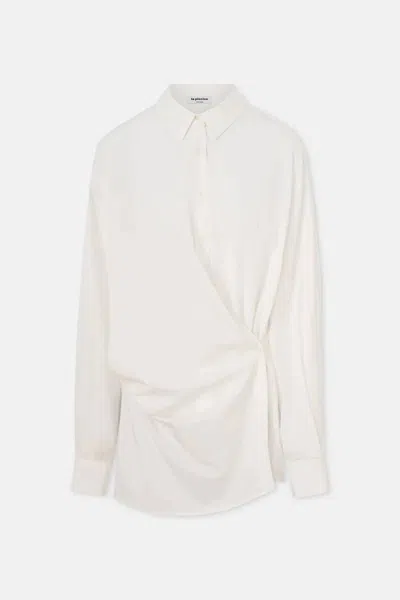 La Piscine Draped Shirt In White