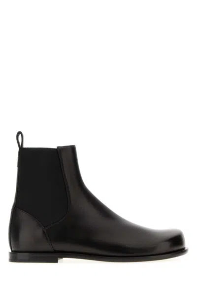 Fendi Ff Squared Nappa Leather Chelsea Boots In Black