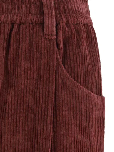 Brunello Cucinelli Soft Corduroy Pleated Straight-leg Ankle Pants In Burgundy