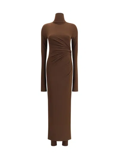The Andamane Tessa Turtleneck Open-back Jumpsuit In Brown