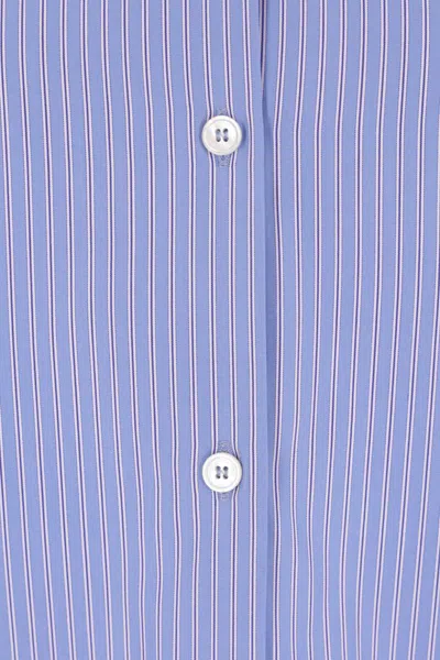 Valentino Light Blue Striped Shirt In Cotton