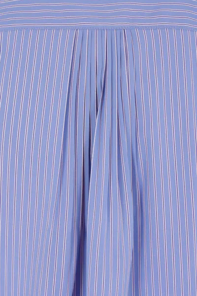 Valentino Light Blue Striped Shirt In Cotton