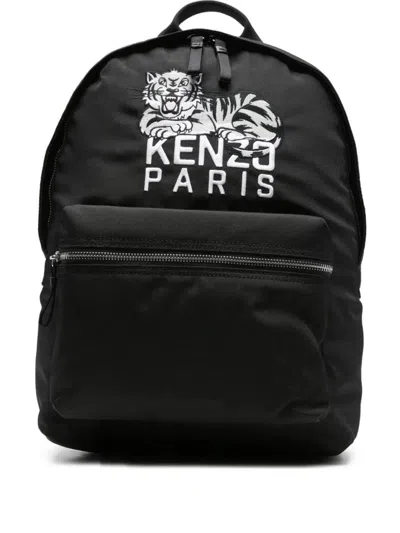 Kenzo Logo-embroidered Backpack In Black