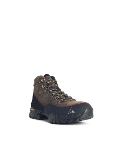 Roa Andreas Lace-up Suede-blend Boots In Brown