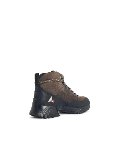 Roa Andreas Lace-up Suede-blend Boots In Brown