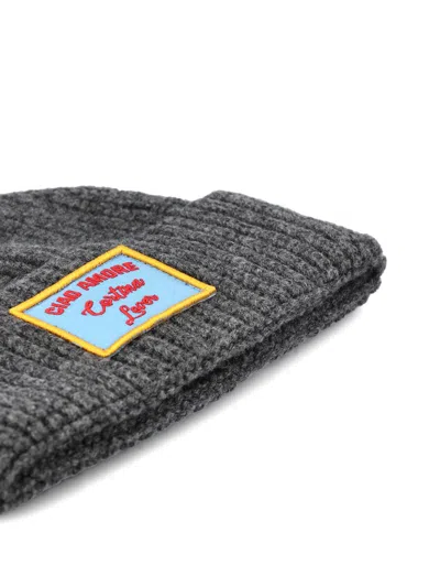 Giada Benincasa Ribbed-knit Logo-patch Beanie Hat In Gray