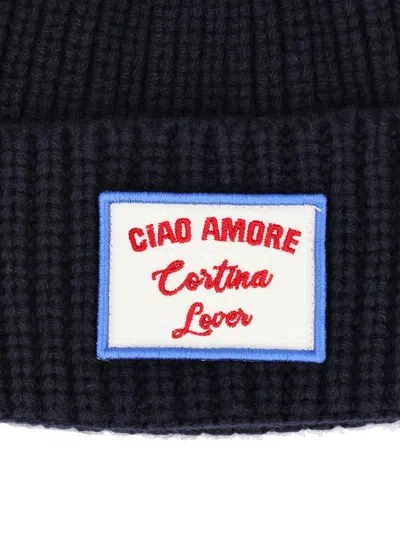 Giada Benincasa Ribbed-knit Logo Patch Beanie Hat In Black