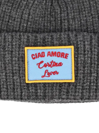 Giada Benincasa Ribbed-knit Logo-patch Beanie Hat In Gray