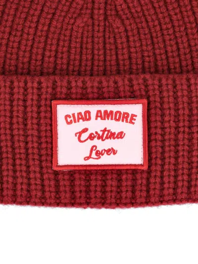 Giada Benincasa Ribbed Logp-patch Beanie In Red