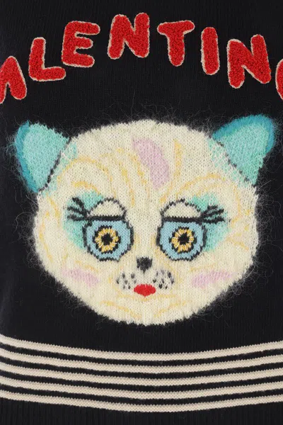 Valentino Virgin Wool Le Chat De La Maison Sweater Vest In Multi