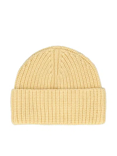 Giada Benincasa Ribbed Patch Beanie In Yellow