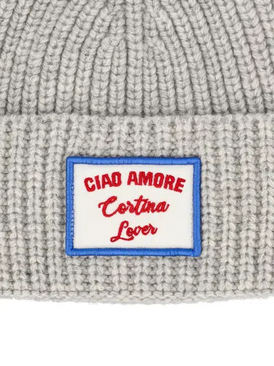 Giada Benincasa Ribbed-knit Logo-patch Beanie In Gray
