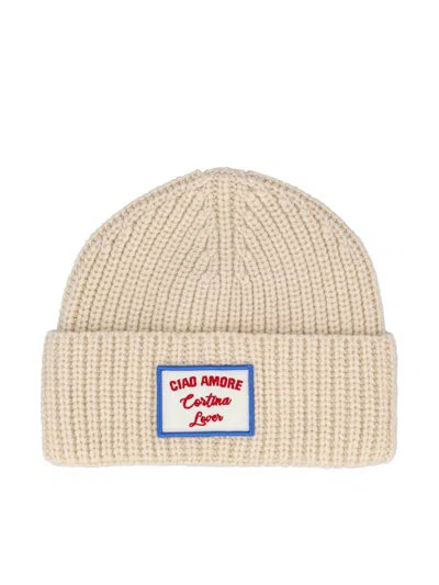 Giada Benincasa Ribbed-knit Logo-patch Beanie Hat In Neutral
