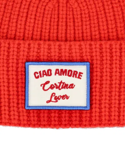 Giada Benincasa Ribbed-knit Logo-patch Beanie In Red