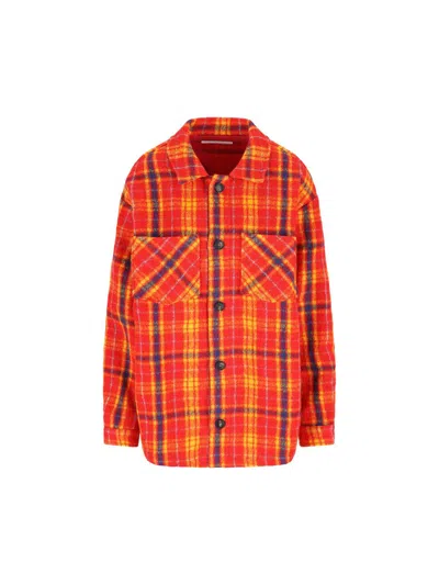 Giada Benincasa Checked Wool Shirt Jacket In Orange