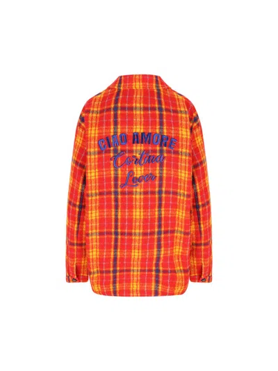 Giada Benincasa Checked Wool Shirt Jacket In Orange