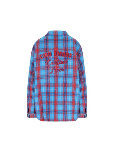 Giada Benincasa Checked-pattern Embroidered Shirt In Blue