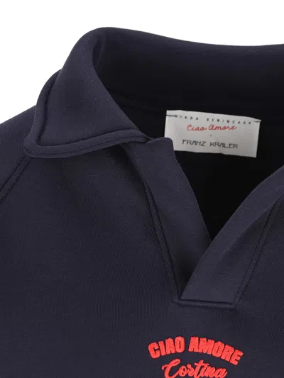 Giada Benincasa Embroidered Polo-neck Top In Blue