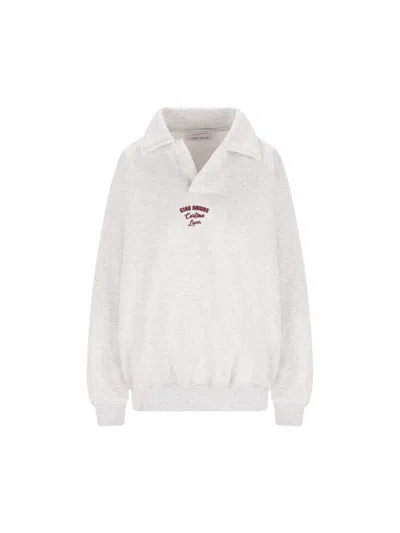 Giada Benincasa Polo-neck Embroidered Sweatshirt In Gray
