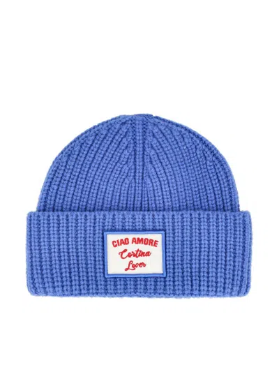 Giada Benincasa Ribbed-knit Logo-patch Beanie Hat In Blue