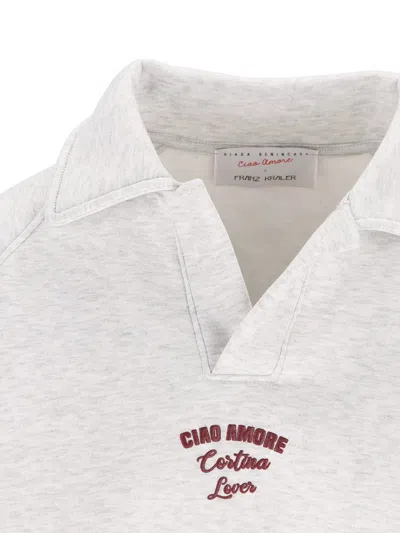 Giada Benincasa Polo-neck Embroidered Sweatshirt In Gray