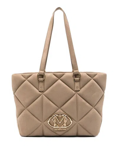 Love Moschino Quilted Logo Tote Bag In Neutral